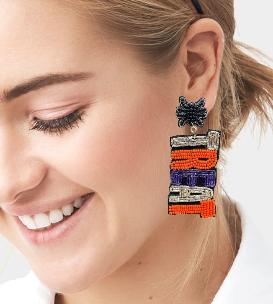 Halloween TRICK OR TREAT Colorful Seed Beaded Earrings