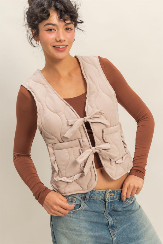 Go With The Bow Quilted Vest