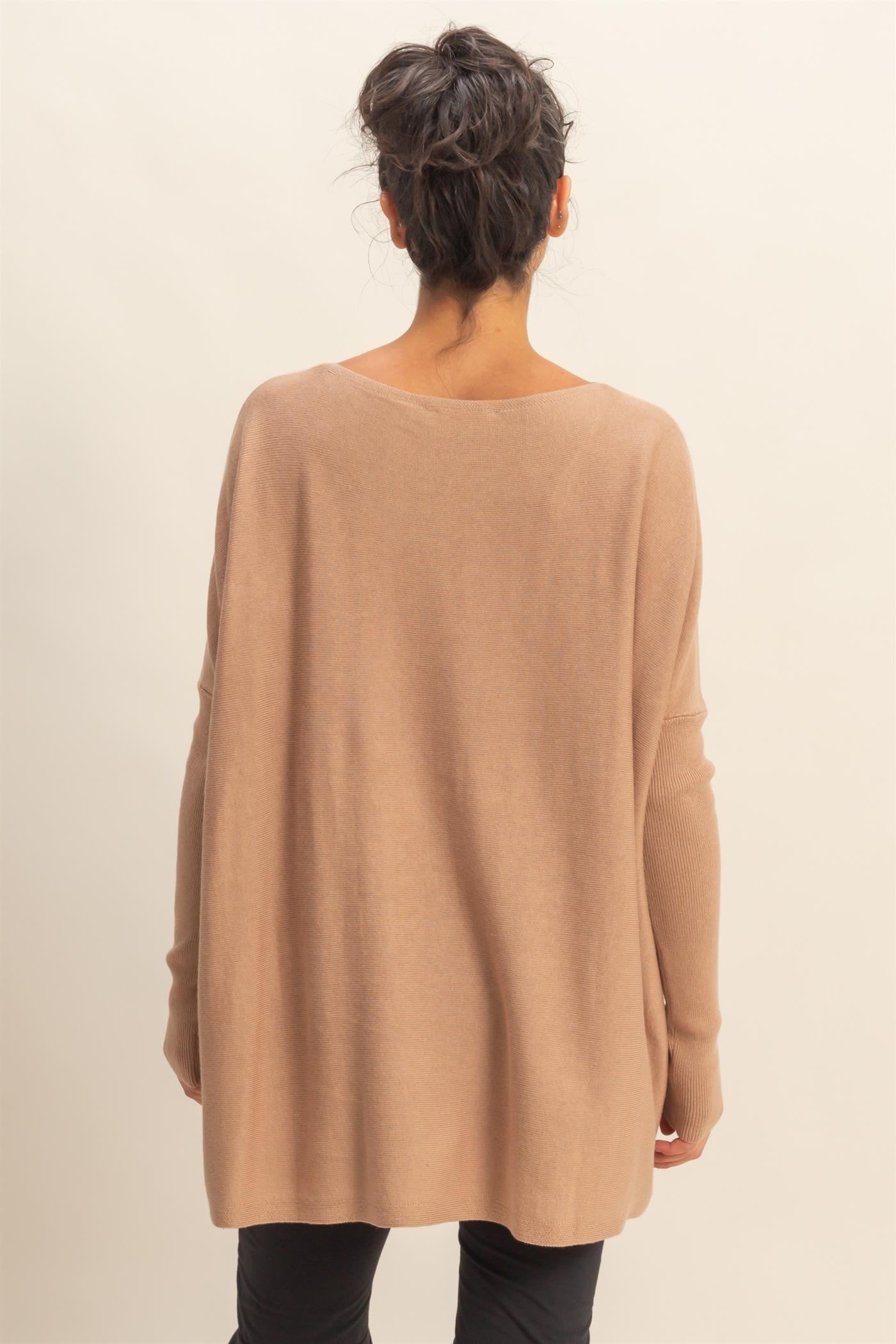 Daydream Drape Cotton Sweater in Beige