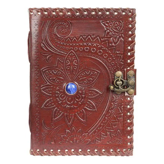 Seven Chakra Blessed Stones Carved Leather Manifest Journal