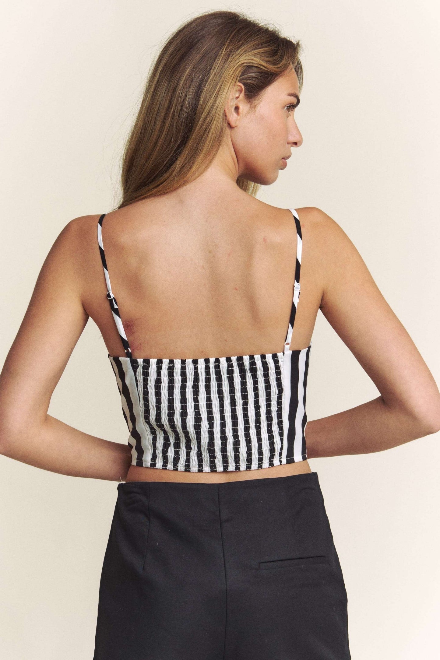 Striped Bow Front Bustier Top