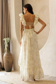 Cream Couture Sparkle Floral Maxi Dress