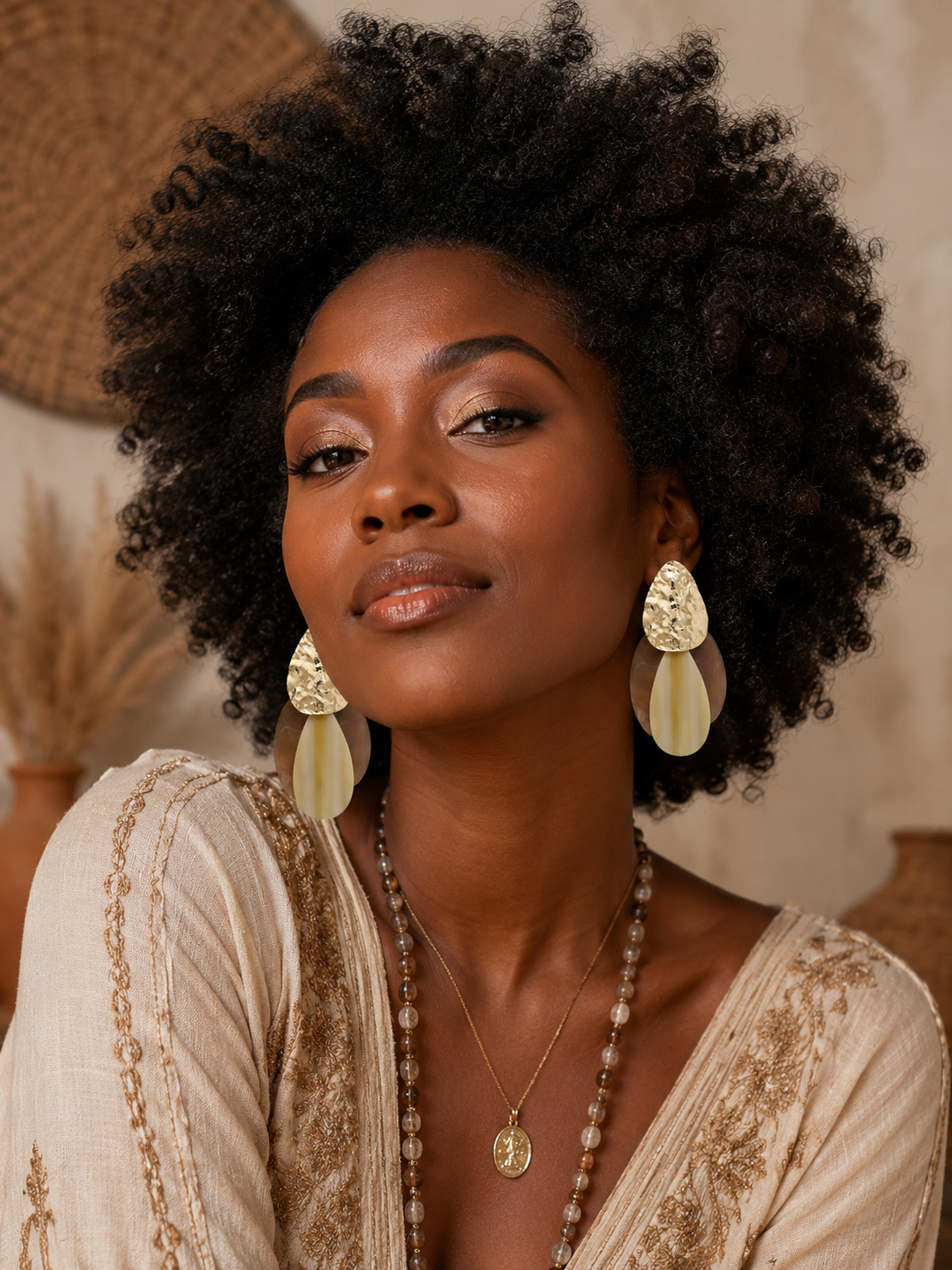 Selina Hammered Gold Teardrop Earrings