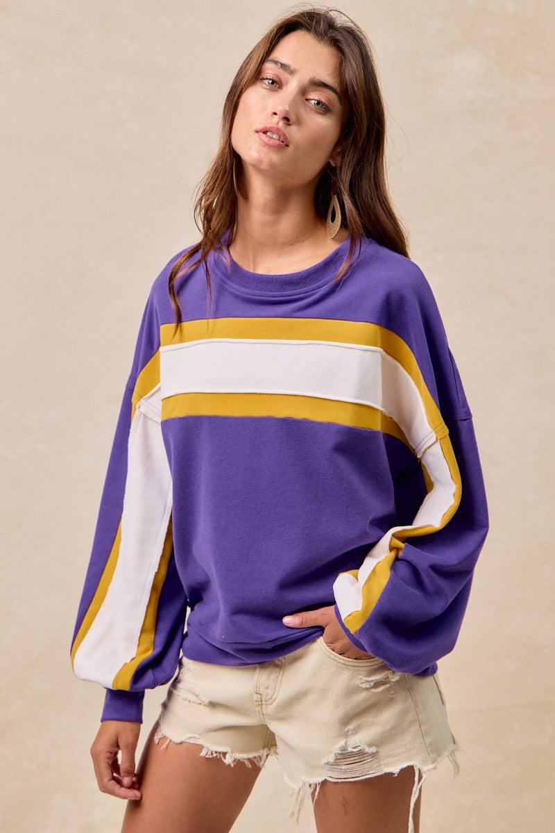 LSU Football Purple Gold Stripe College Gameday Sweatshirt
