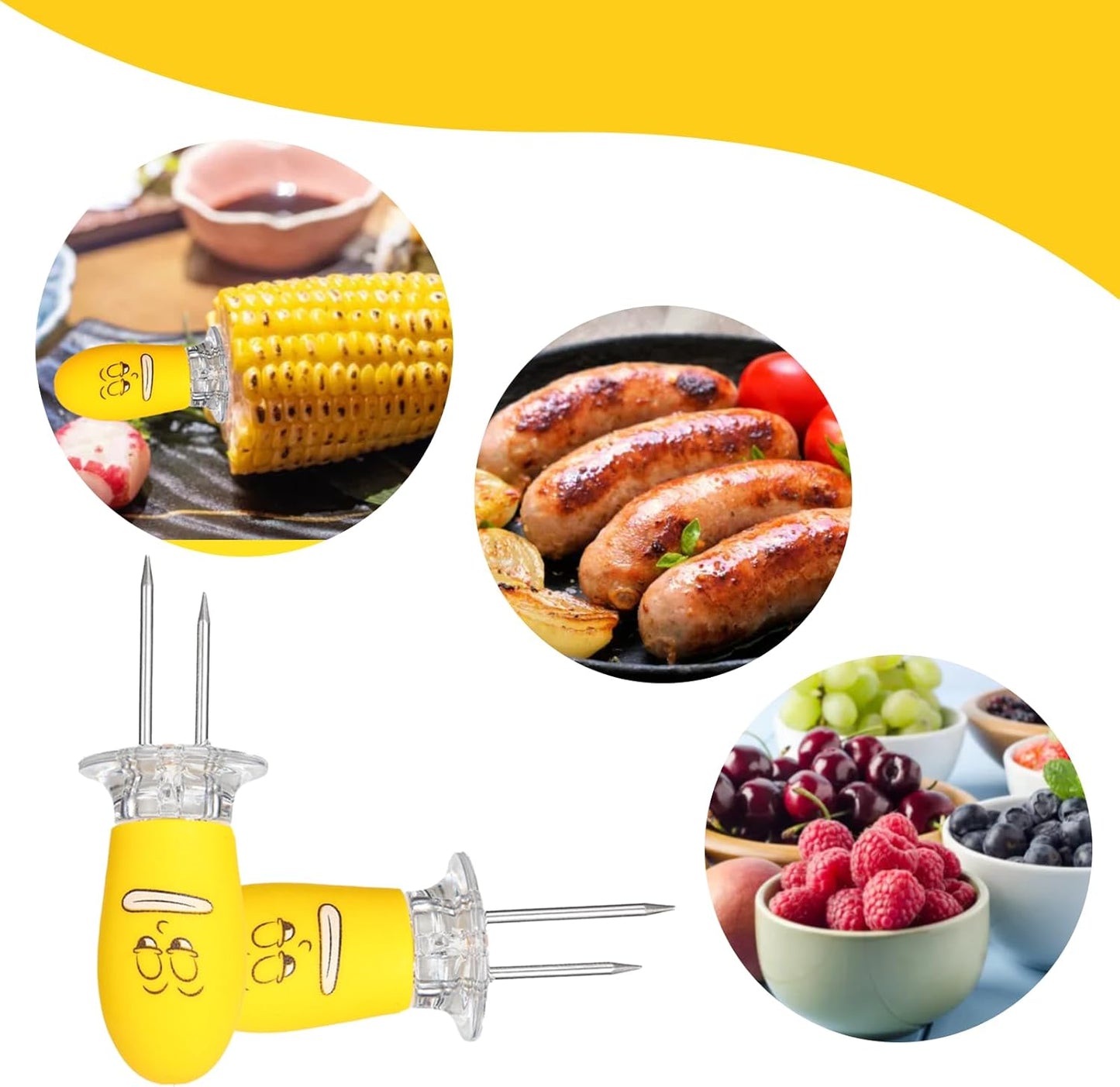 Set of 5 Emoji Face Corn Cob Holders