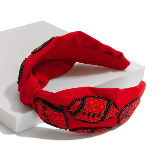 Red Black Georgia Bulldogs Football Fan Beaded Headband
