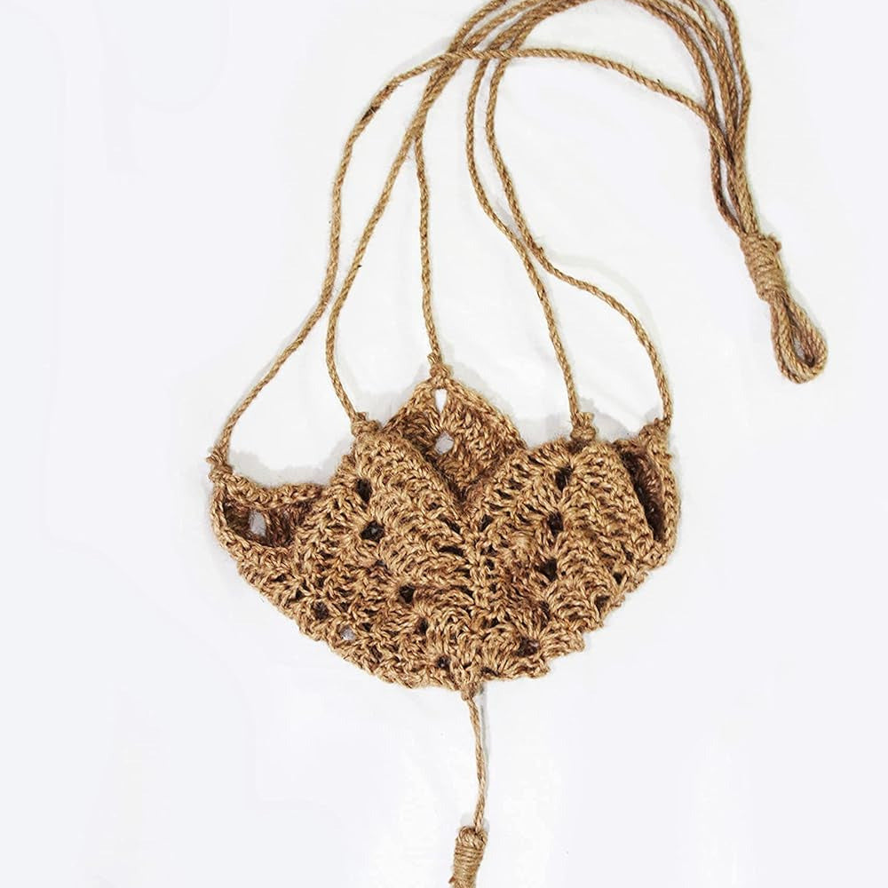 Set of 2 Woven Jute Boho Plant Hangers