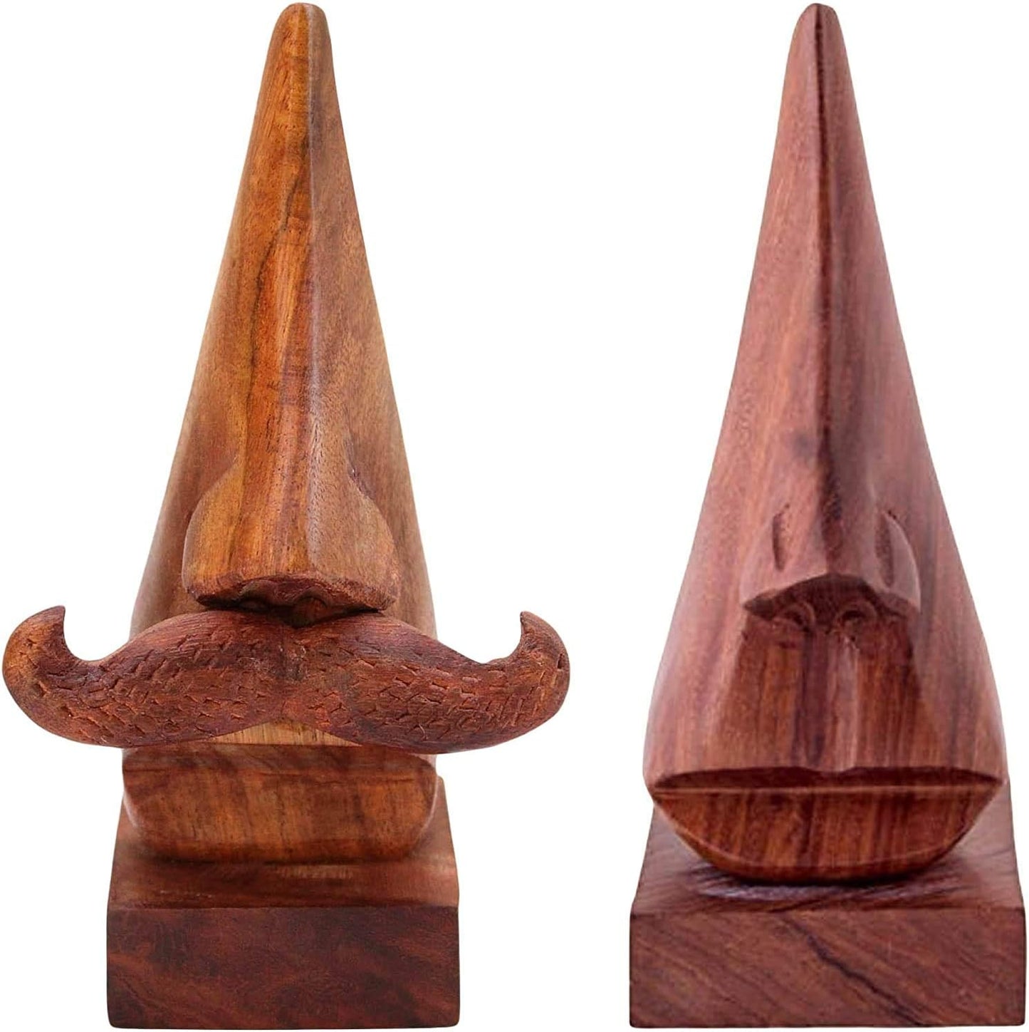 2PC Set Carved Wood Eyeglass Holder Stands