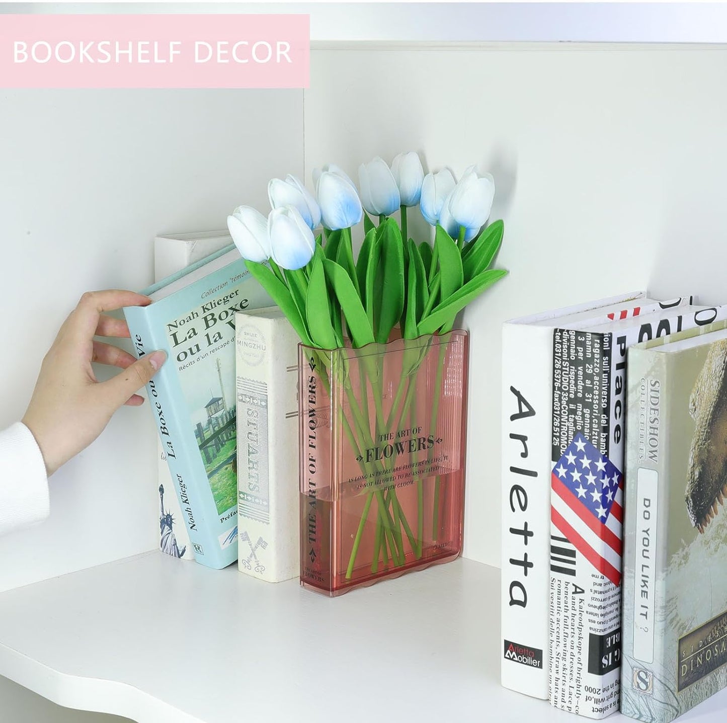 Acrylic Bookshelf Book Shaped Flower Vase