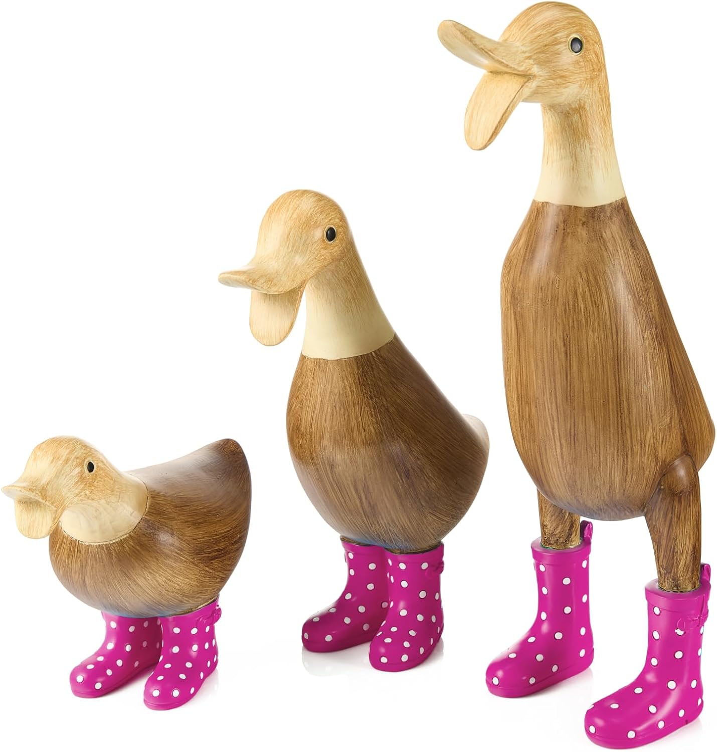 Solid Bamboo Wood Wellies Garden Ducks