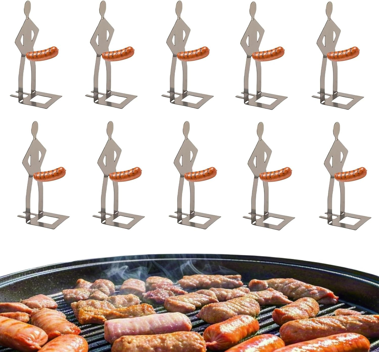 Funny BBQ Stand Man Hot Dog Sausage 5PC Grill Racks