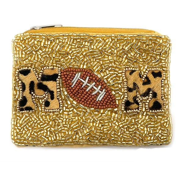 Football Mom Beaded Coin Pouch