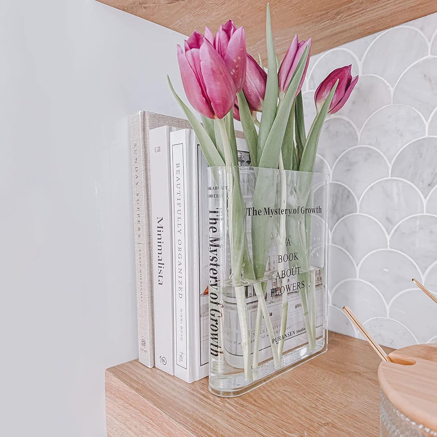 Acrylic Bookshelf Book Shaped Flower Vase