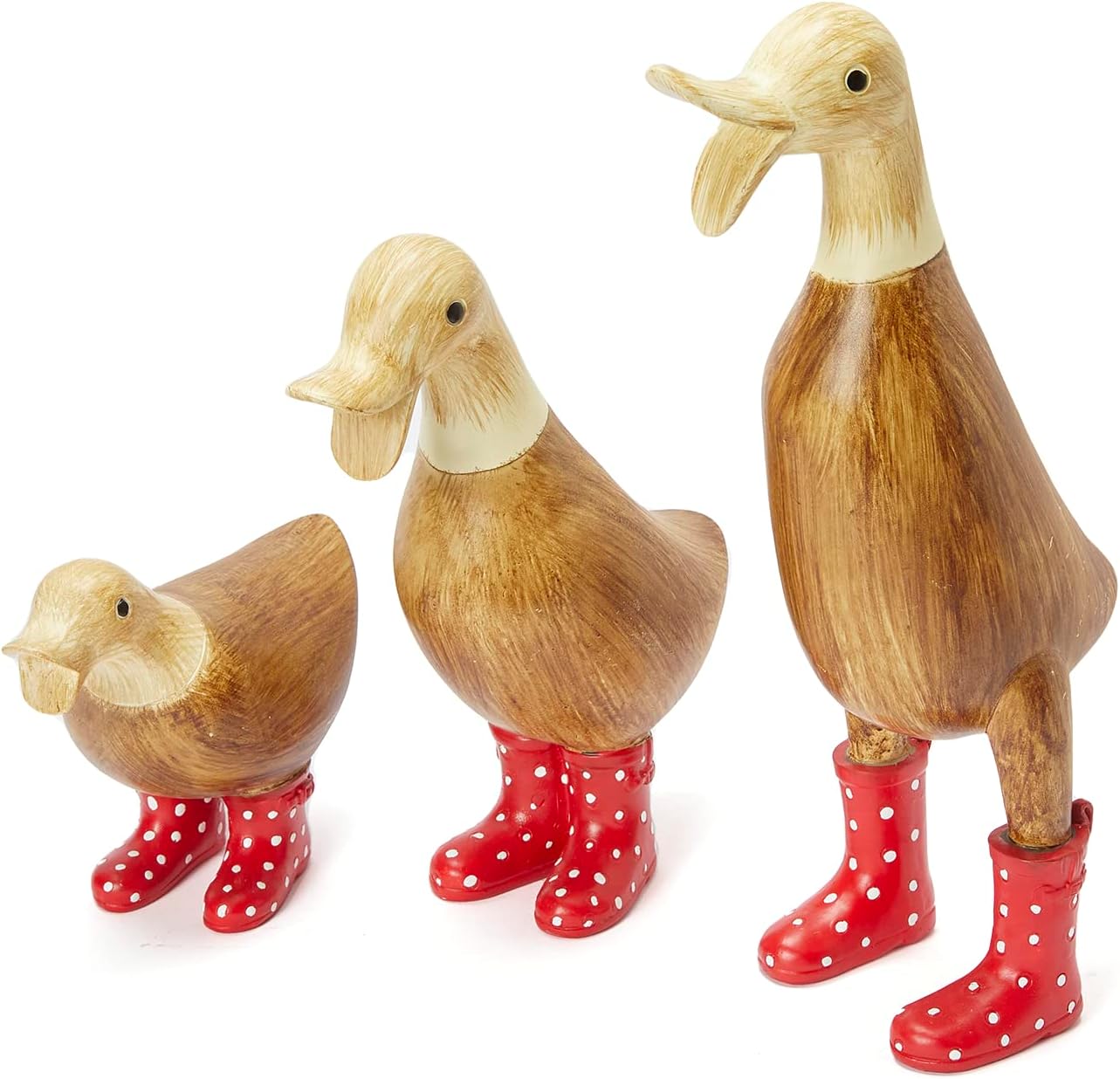 Solid Bamboo Wood Wellies Garden Ducks