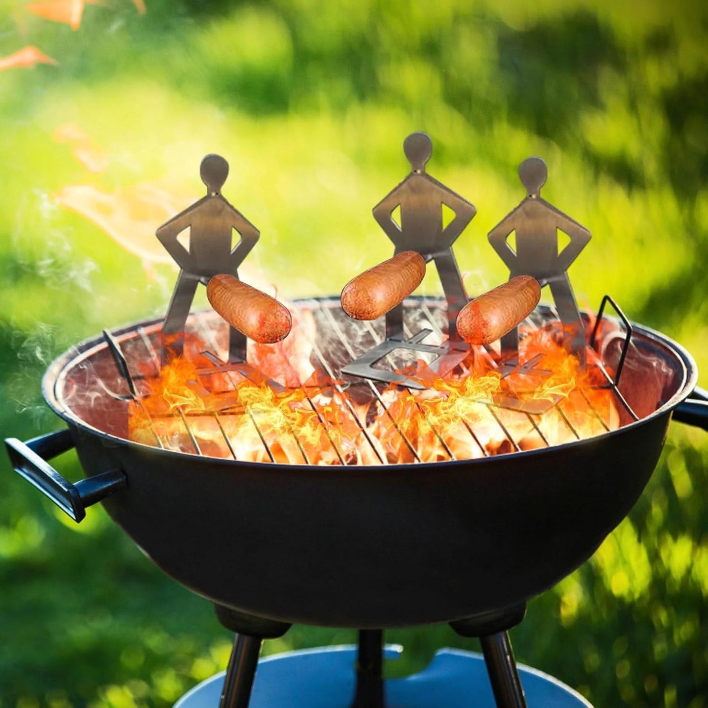 Funny BBQ Stand Man Hot Dog Sausage 5PC Grill Racks
