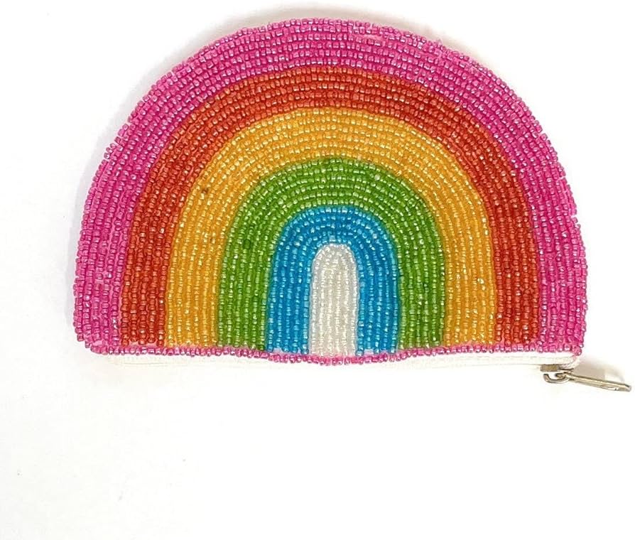 Rainbow Beaded Storage Money Coin Pouch