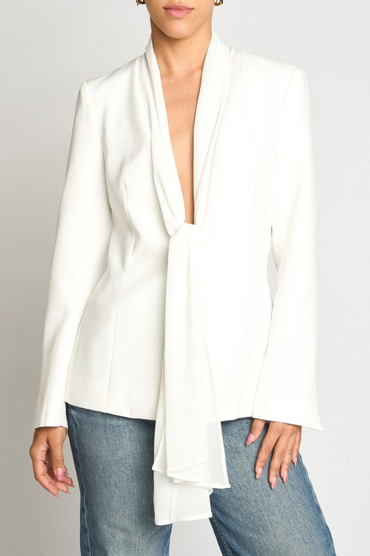 Fit To Be Tied White Blazer