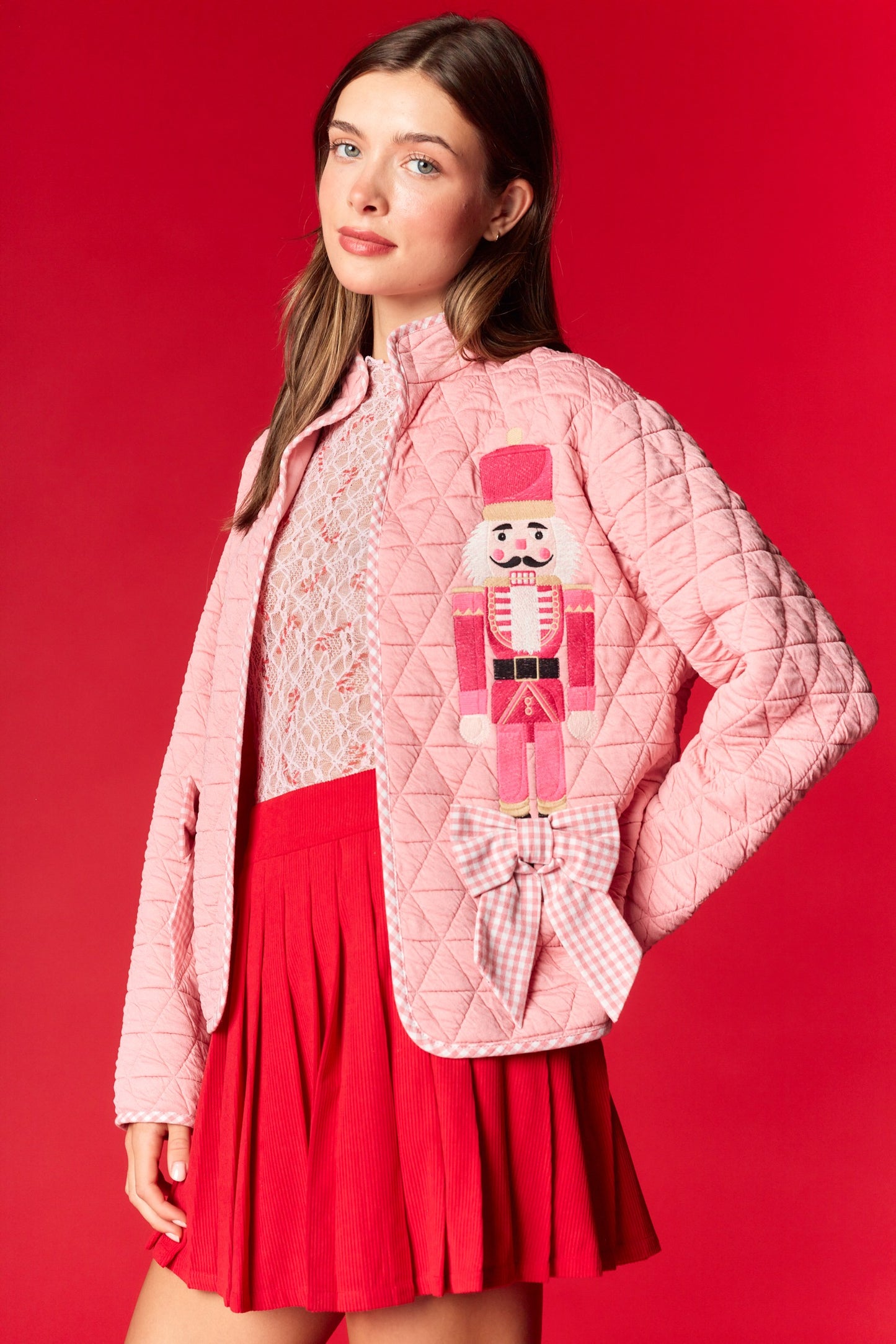 Christmas Nutcracker Ballet Pink Quilted Jacket