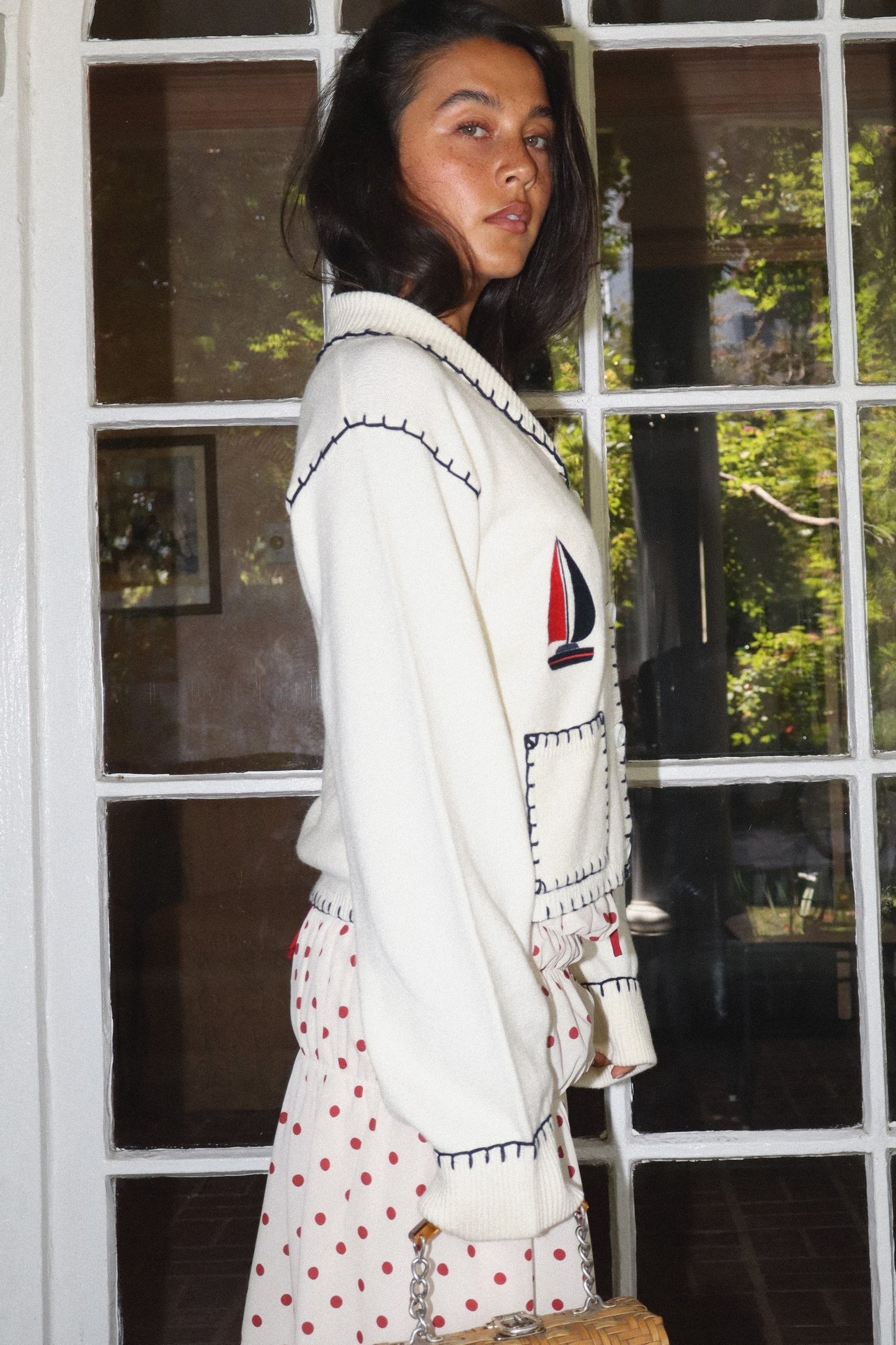 Anchors Aweigh Embroidered Patch Cardigan