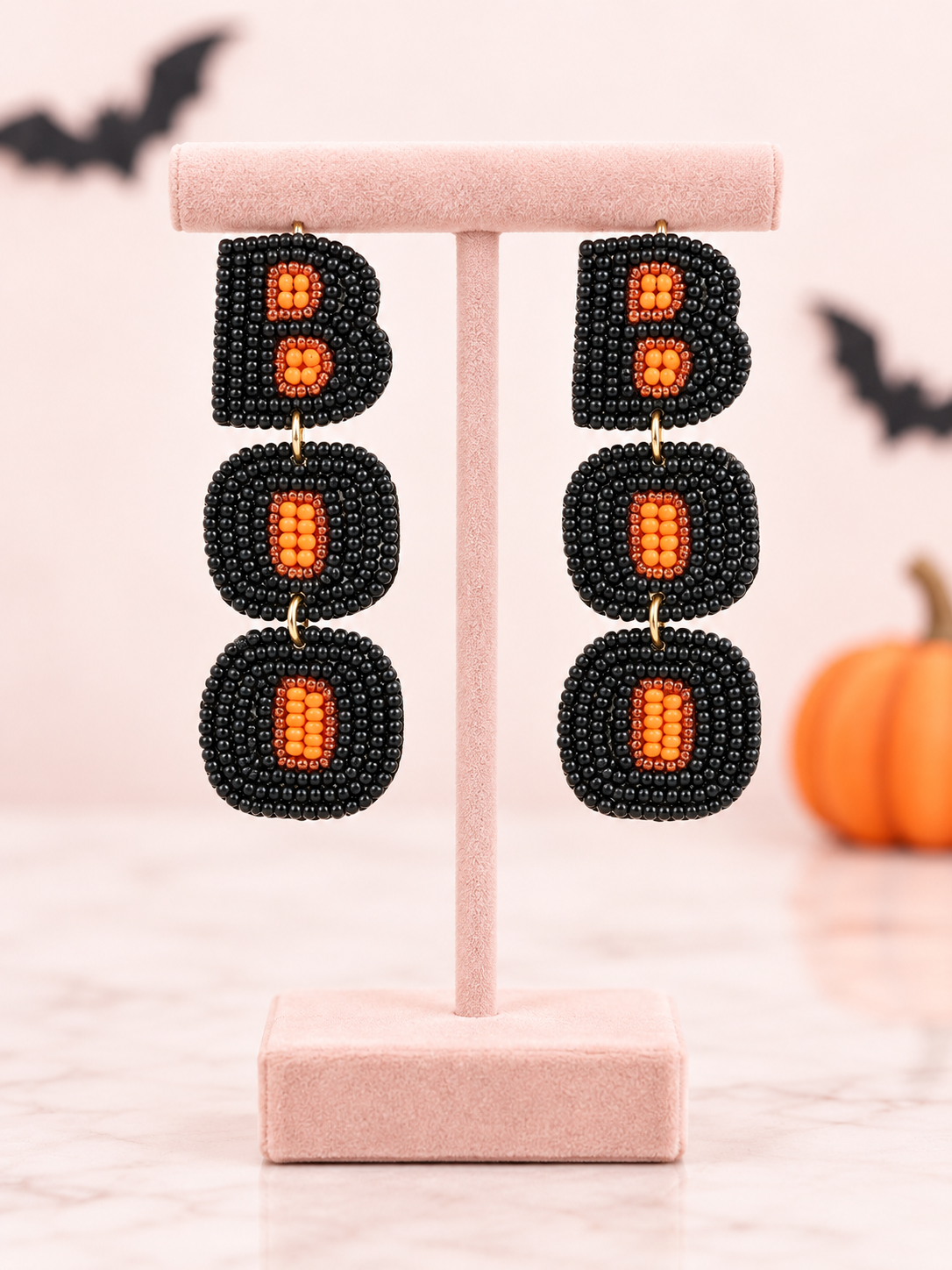 Pendientes de cristal con abalorios y adornos de cristal de Halloween BOO Party
