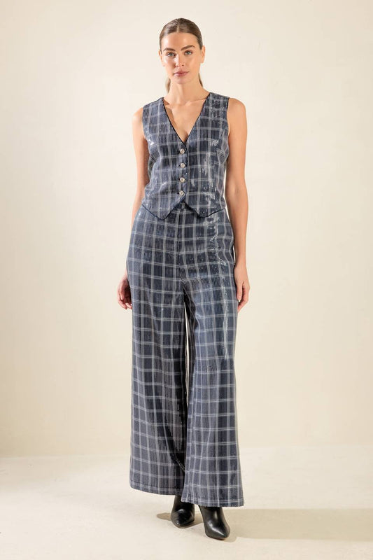 TRAVELING FAR NAVY SEQUIN VEST