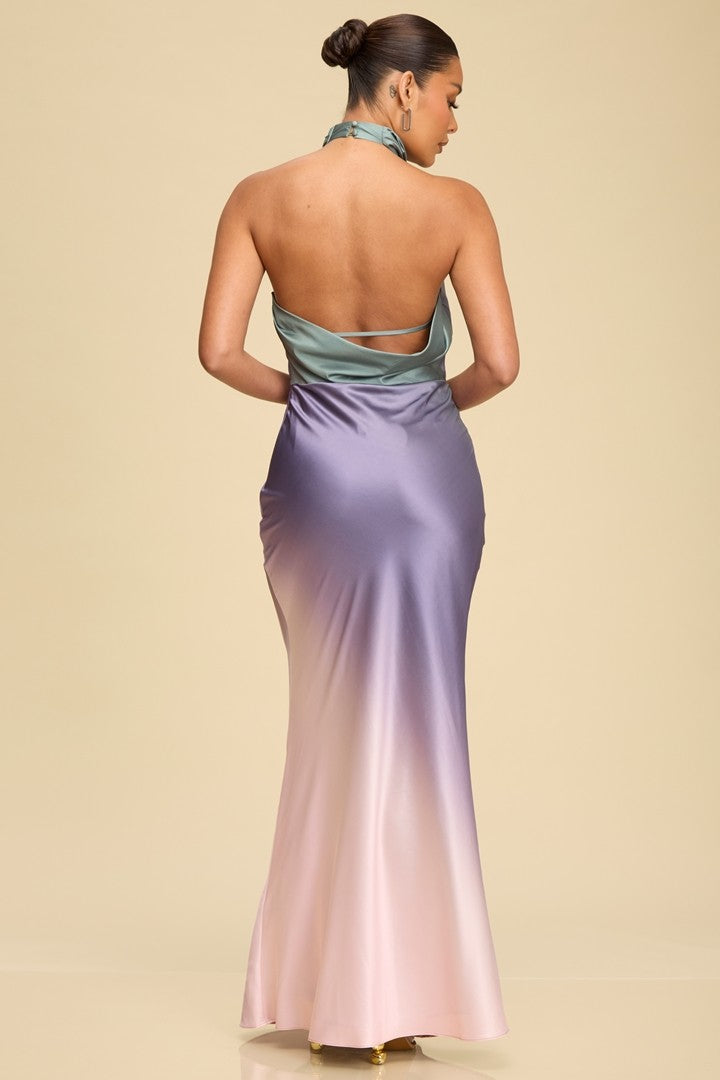 Shimmer Shift Ombre Maxi Dress Gown