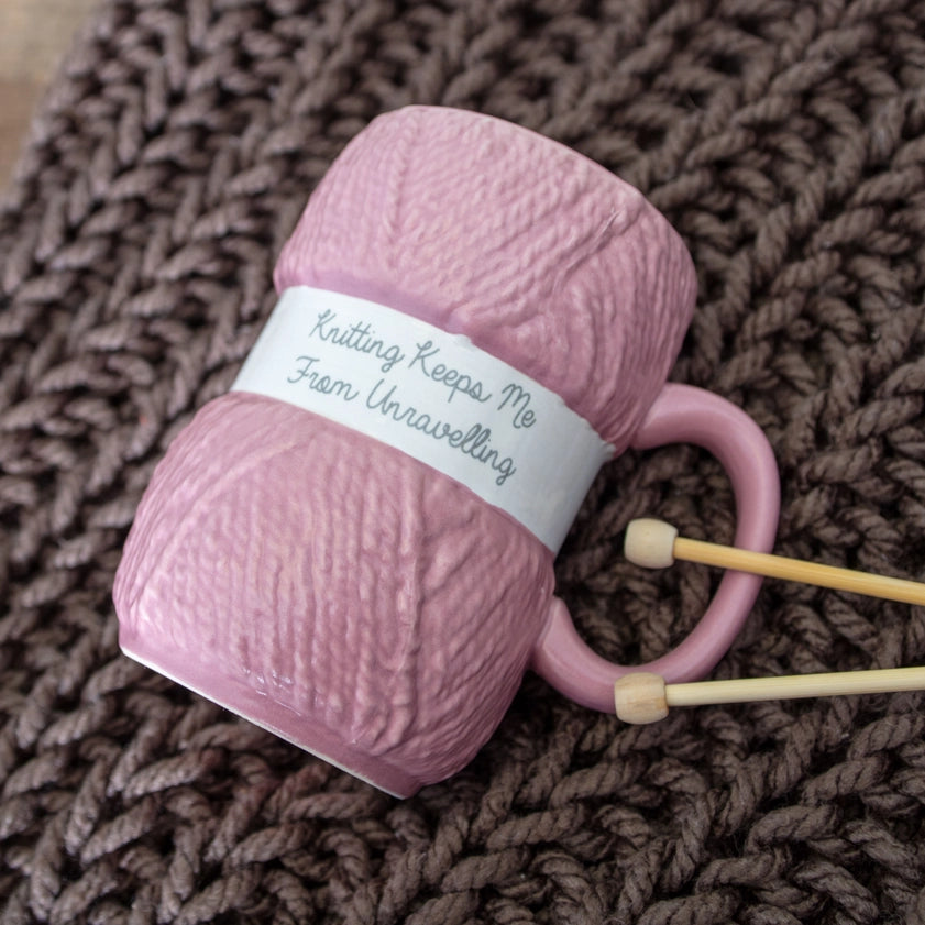 Knitting Keeps Me From Unravelling Ceramic Mug