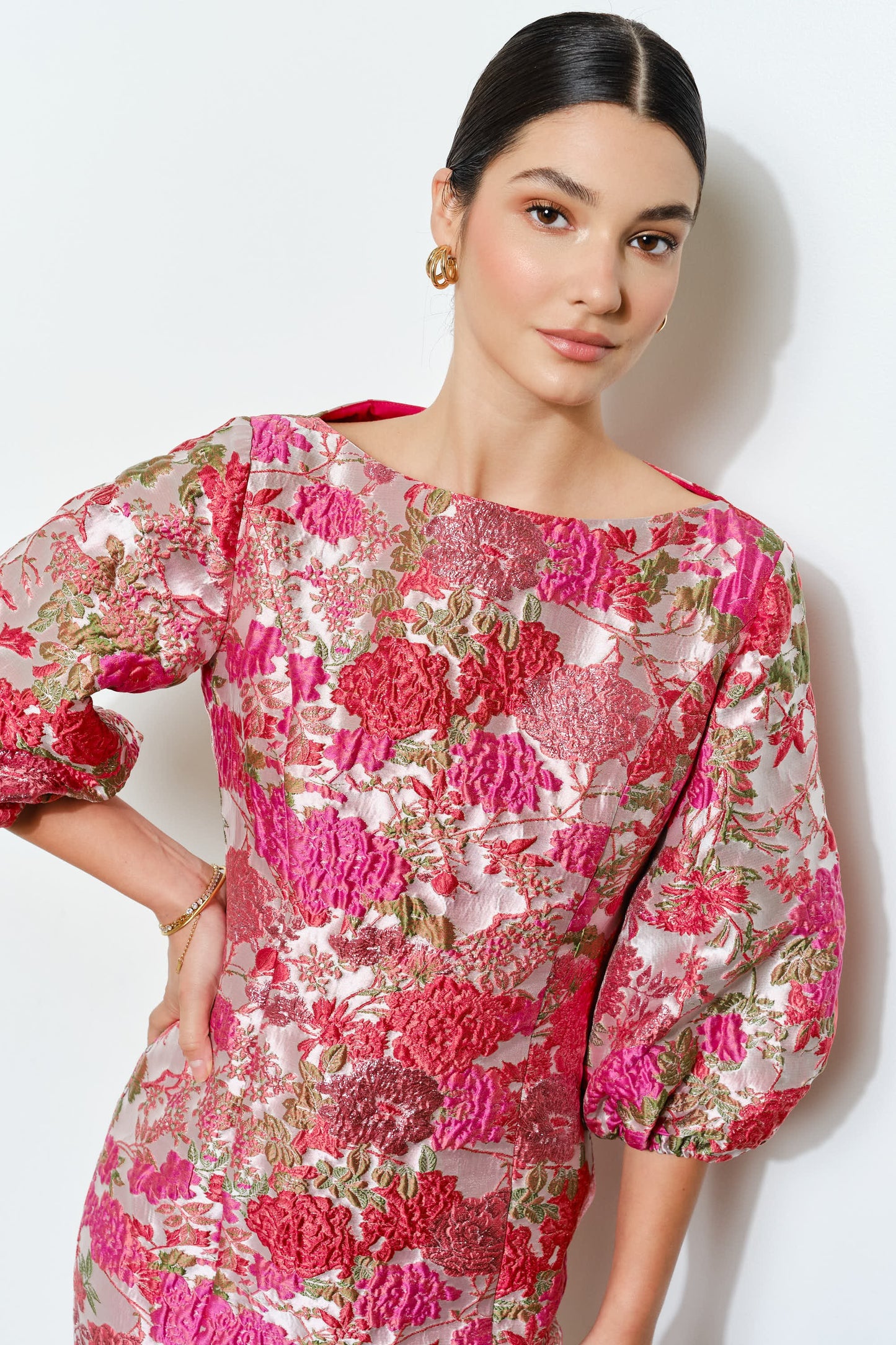 Gia Luxe Jacquard Floral Mini Dress