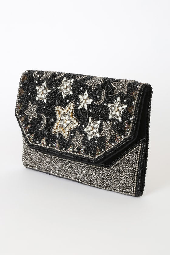 Starry Eyed Seed Beaded Crossbody Clutch Handbag