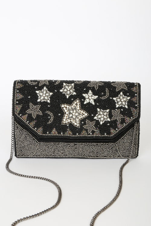 Starry Eyed Seed Beaded Crossbody Clutch Handbag