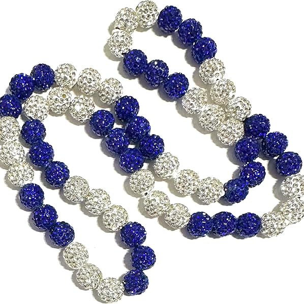 Sparkle Beaded Blue Silver Shamballa Necklace