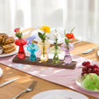 5 PC Decor Set of Glass Mushroom Design Single Stem Vases