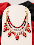 Red Black UGA Georgia Football Beaded Handbag Charm Chain