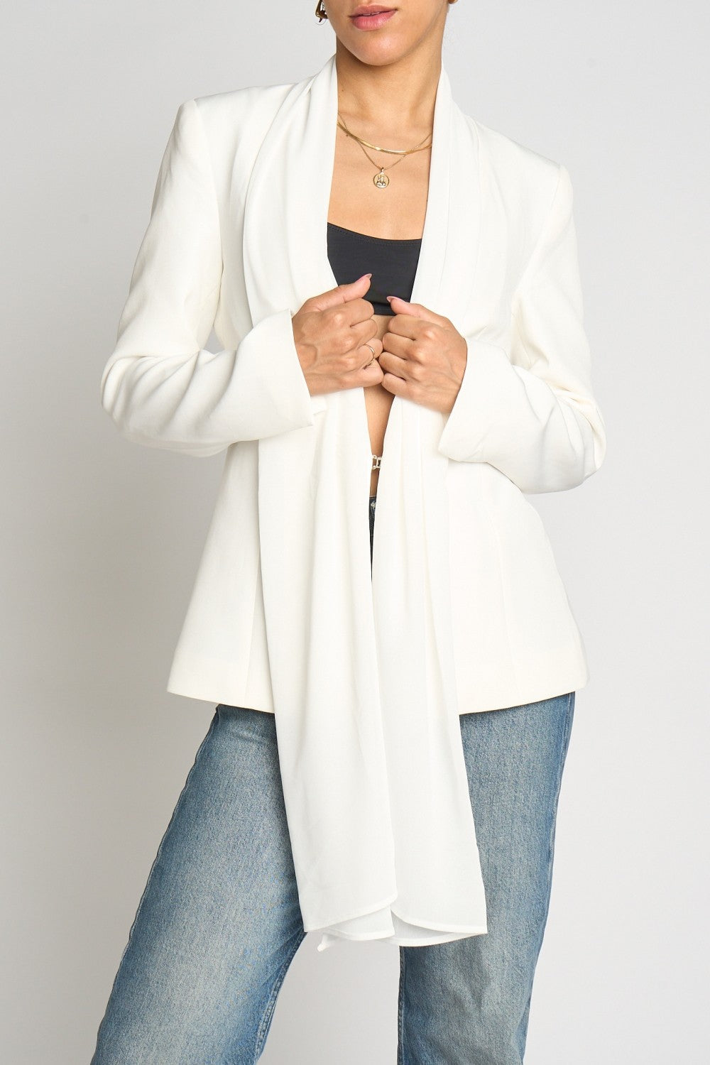 Fit To Be Tied White Blazer