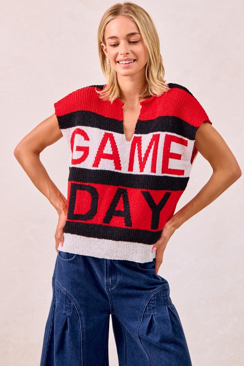Georgia Bulldogs "GAME DAY" Sleeveless Knit Sweater Top