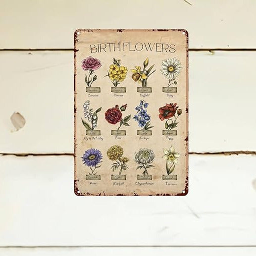 Birth Flowers Metal Gardeners Gift Sign