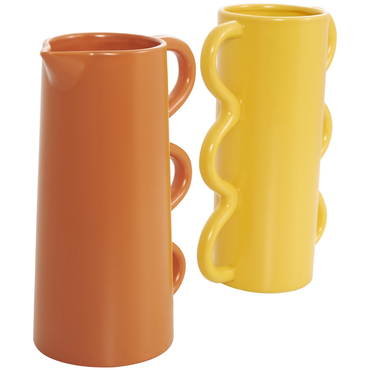 SET of 2 Making Waves Ceramic Wavy Handle Vases