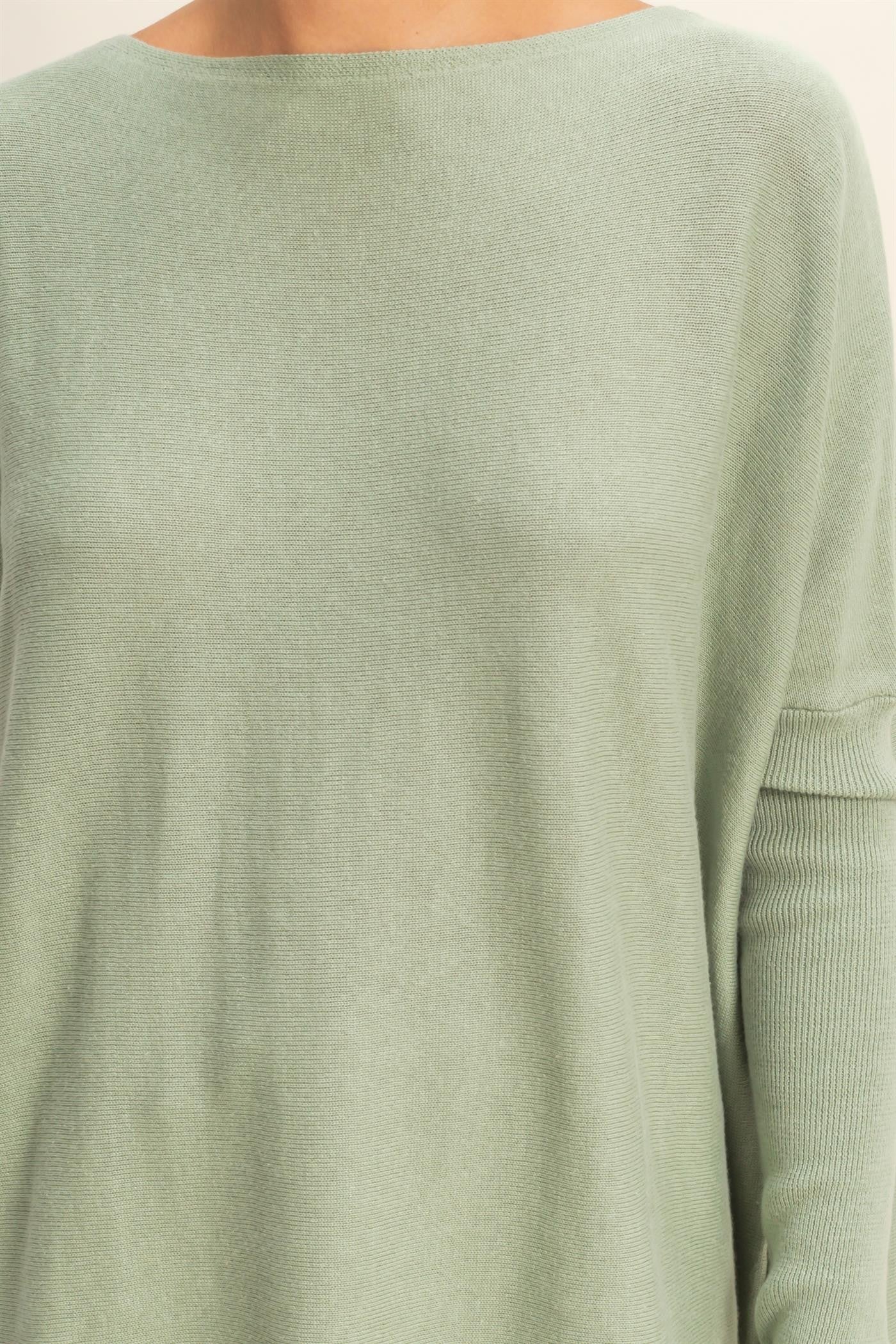 Daydream Drape Cotton Sweater in Sage