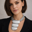 Metal Meets Mesh Silver Statement Necklace