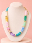 Rainbow Candy Disc Statement Necklace