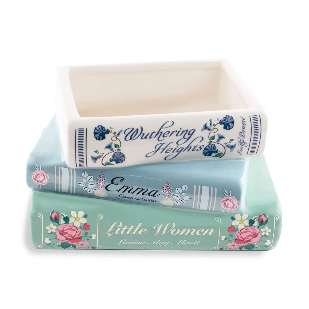 Classic Women Authors Stacked Ceramic Books Vase