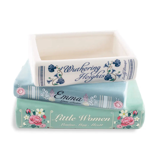Classic Women Authors Stacked Ceramic Books Vase