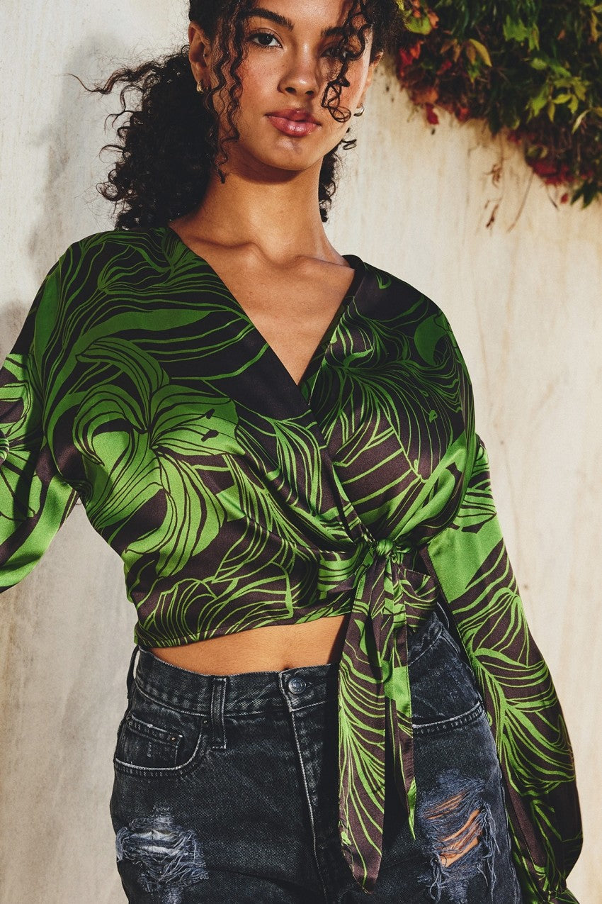 Lily in Bloom Silky Wrap Style Top
