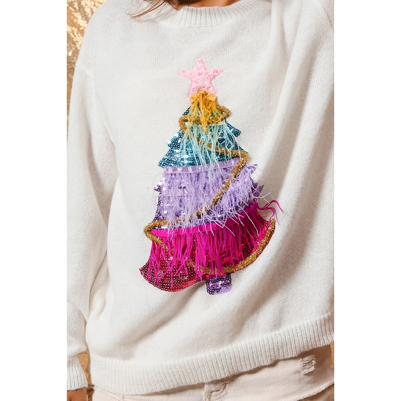 Top de punto de Navidad con árbol de espumillón