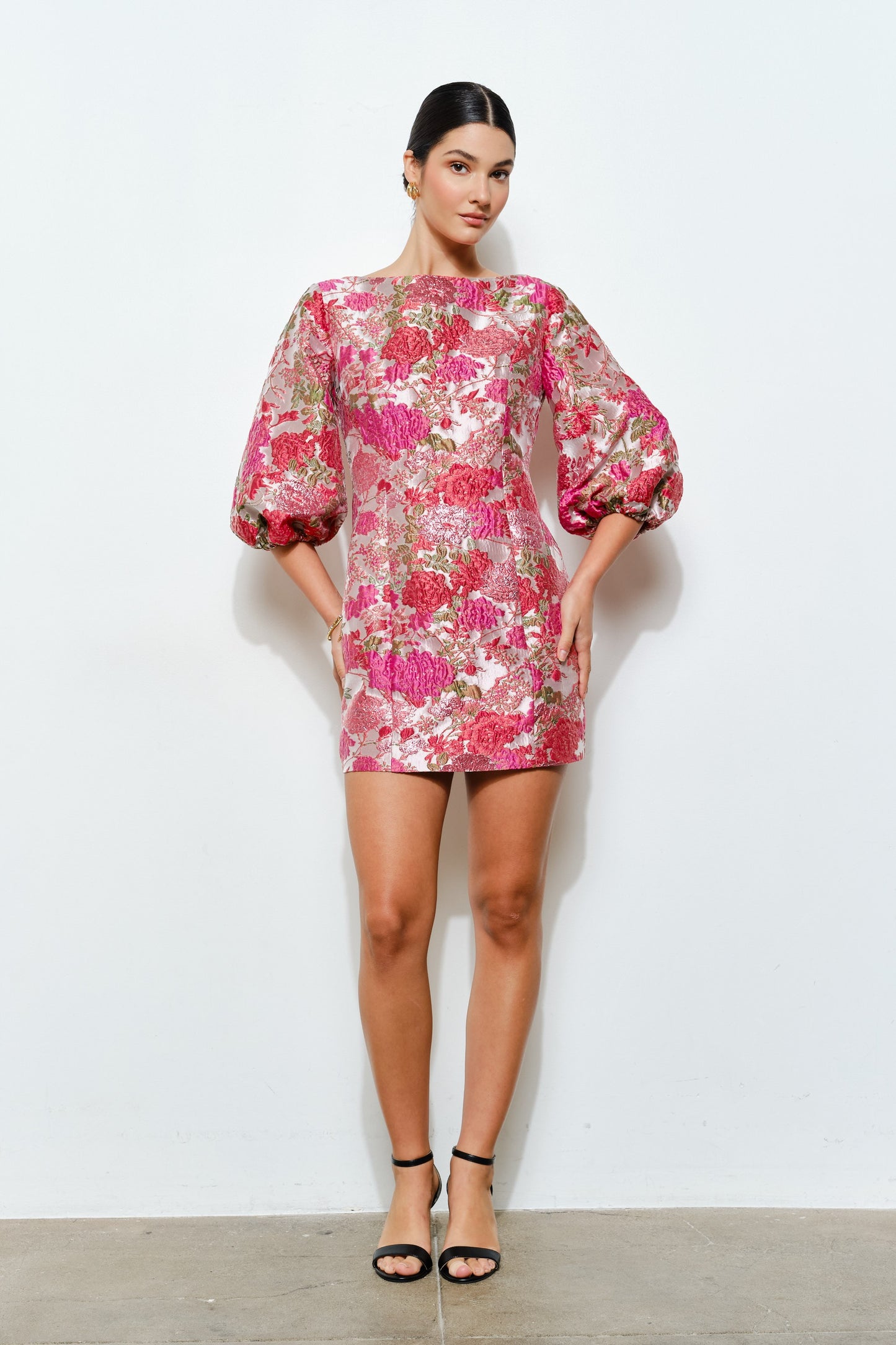 Gia Luxe Jacquard Floral Mini Dress