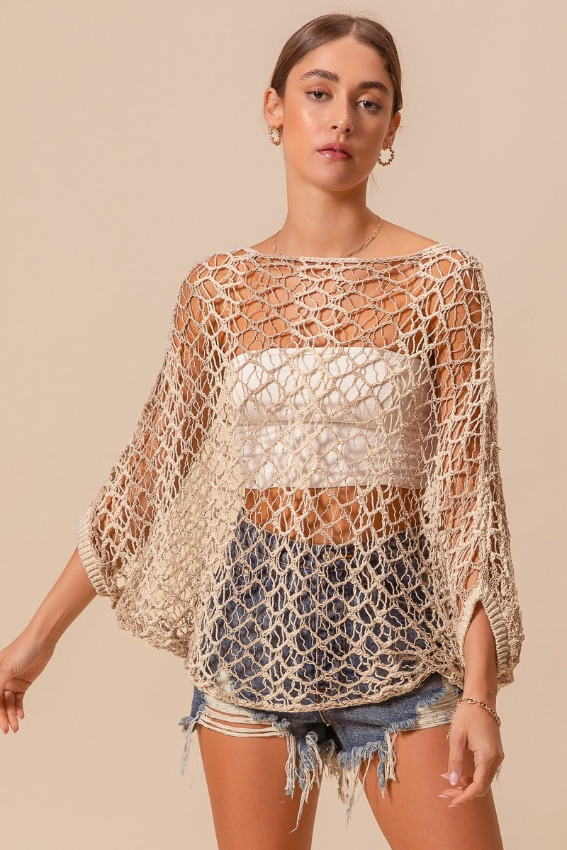 Coralie Crochet Open Knit Boho Style Casual Top