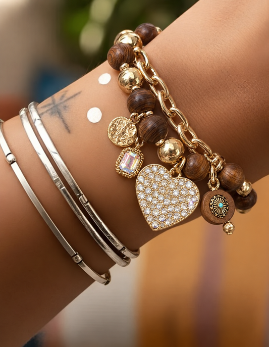 Have a Heart Round Stone Stretch Bracelet