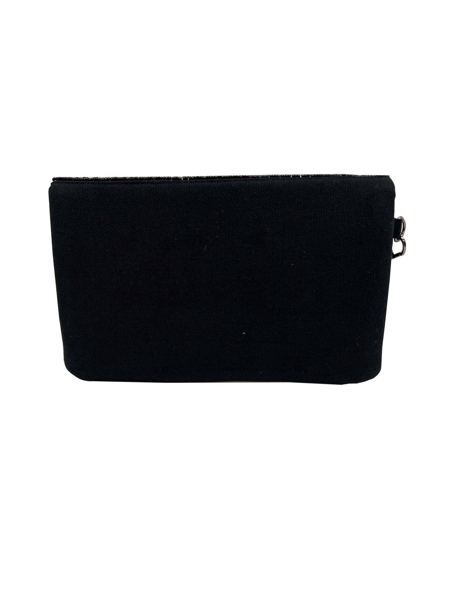 Bougie Wristlet Clutch Black Gold Beaded Handbag
