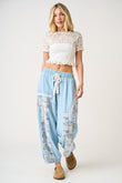 Lace Patchwork Chambray Boho Pants