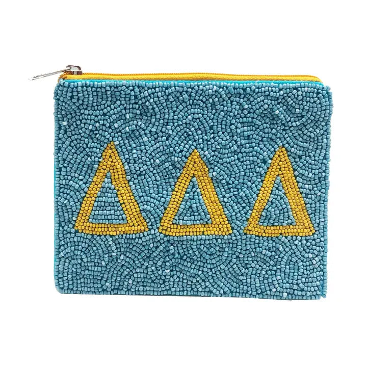 Delta Delta Delta Beaded Coin Purse Pouch